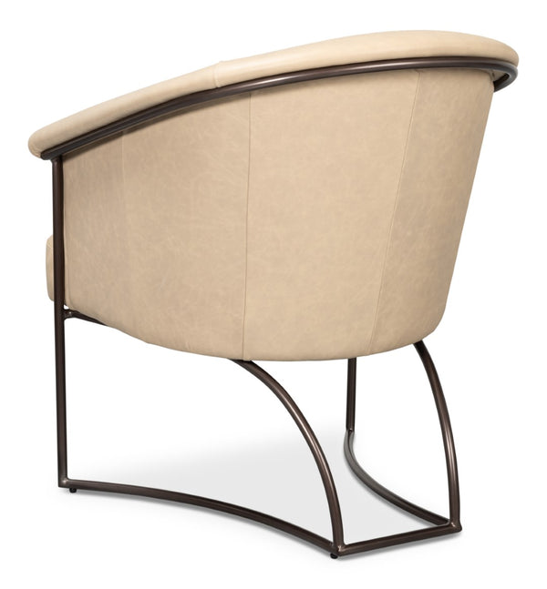 Sarreid Nagel Distilled Leather Chair In Cappuccino White - Modern Iron Frame For Stylish Home Décor White  54188