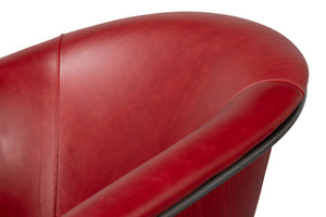 Sarreid Nagel Red Distressed Leather Chair - Stylish Rouge Design With Durable Iron Frame For Modern Spaces Red  54189