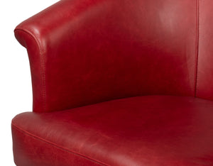 Sarreid Nagel Red Distressed Leather Chair - Stylish Rouge Design With Durable Iron Frame For Modern Spaces Red  54189