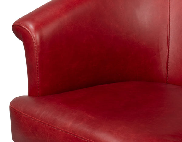 Sarreid Nagel Red Distressed Leather Chair - Stylish Rouge Design With Durable Iron Frame For Modern Spaces Red  54189