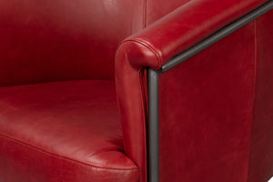 Sarreid Nagel Red Distressed Leather Chair - Stylish Rouge Design With Durable Iron Frame For Modern Spaces Red  54189