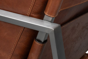 Sarreid Edmonds Brown Distilled Leather Chair - Elegant Newark Design With Sturdy Iron Frame For Style Brown  54190