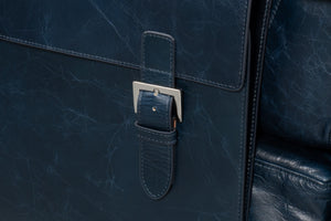 Sarreid Edmonds Luxurious Distilled Leather Chair In Chateau Blue - Stylish Iron Frame For Elegant Living Blue  54191