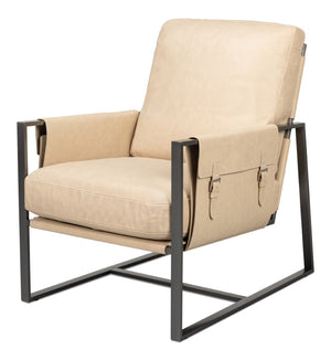 Sarreid Edmonds Stylish Distilled Leather Chair In Cappuccino White - Perfect For Modern Living Spaces White  54192