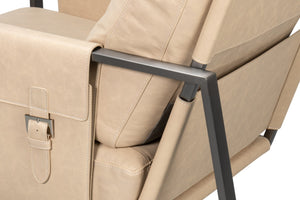 Sarreid Edmonds Stylish Distilled Leather Chair In Cappuccino White - Perfect For Modern Living Spaces White  54192