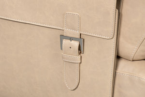 Sarreid Edmonds Stylish Distilled Leather Chair In Cappuccino White - Perfect For Modern Living Spaces White  54192