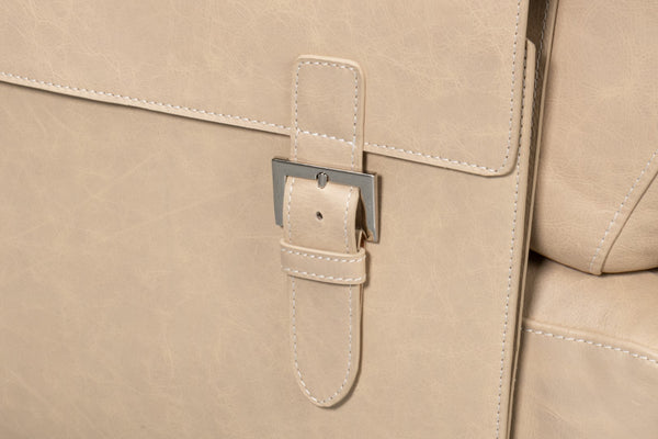 Sarreid Edmonds Stylish Distilled Leather Chair In Cappuccino White - Perfect For Modern Living Spaces White  54192