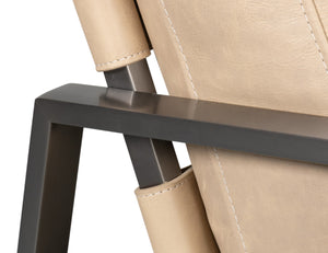 Sarreid Edmonds Stylish Distilled Leather Chair In Cappuccino White - Perfect For Modern Living Spaces White  54192