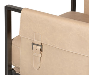 Sarreid Edmonds Stylish Distilled Leather Chair In Cappuccino White - Perfect For Modern Living Spaces White  54192