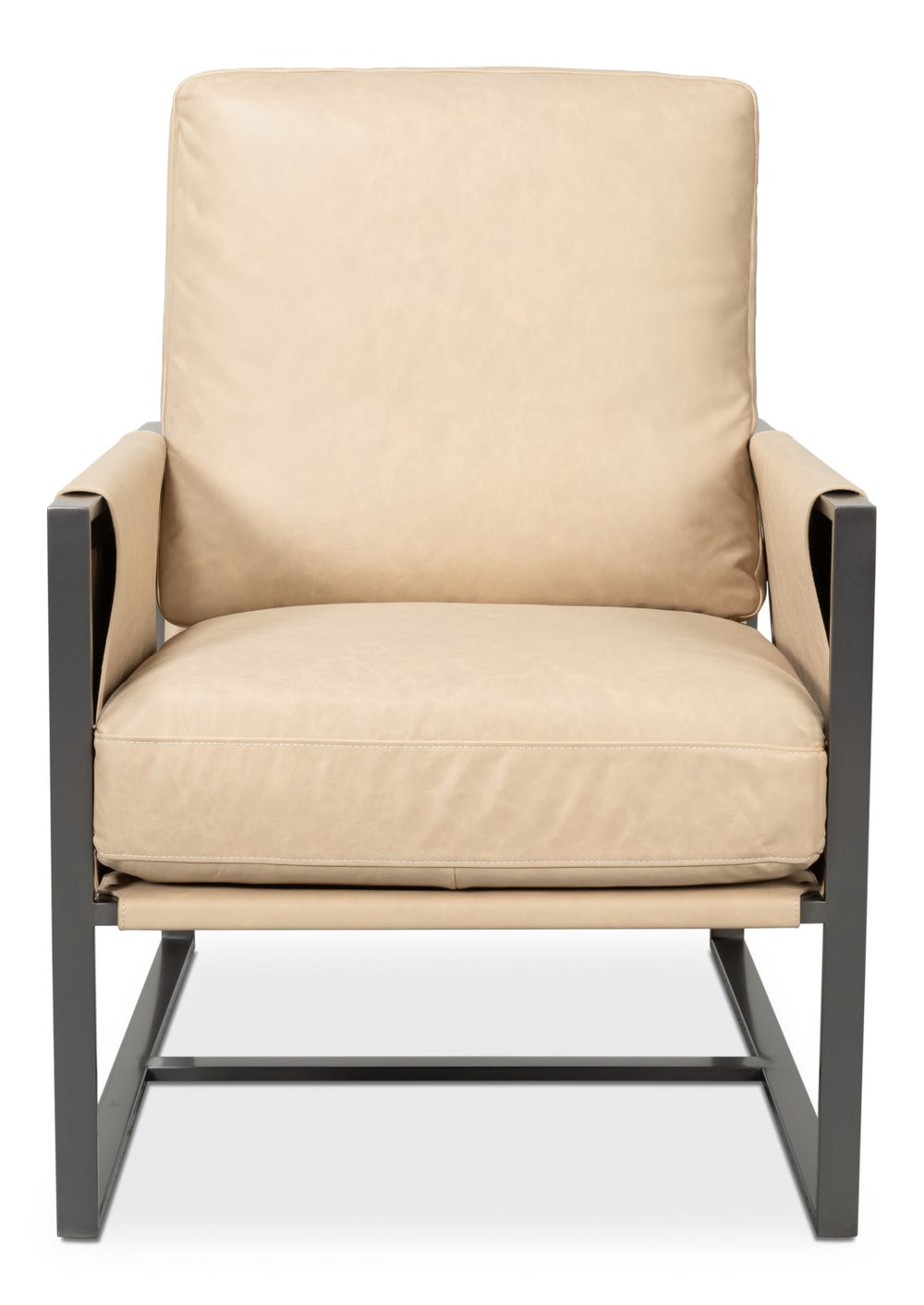 Sarreid Edmonds Stylish Distilled Leather Chair In Cappuccino White - Perfect For Modern Living Spaces White  54192