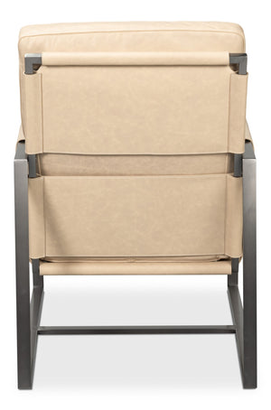 Sarreid Edmonds Stylish Distilled Leather Chair In Cappuccino White - Perfect For Modern Living Spaces White  54192