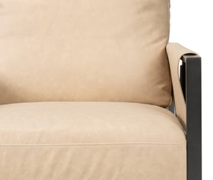 Sarreid Edmonds Stylish Distilled Leather Chair In Cappuccino White - Perfect For Modern Living Spaces White  54192