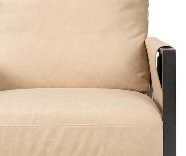 Sarreid Edmonds Stylish Distilled Leather Chair In Cappuccino White - Perfect For Modern Living Spaces White  54192