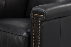 Sarreid Vandike Arm Chair: Luxurious Onyx Black Leather With Elegant Gold Nailhead Trim For Sophisticated Style Black  54193