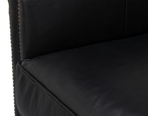 Sarreid Vandike Arm Chair: Luxurious Onyx Black Leather With Elegant Gold Nailhead Trim For Sophisticated Style Black  54193
