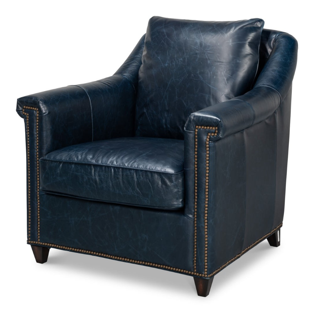 Sarreid Vandike Arm Chair In Chateau Blue With Elegant Gold Nailhead Trim – Stylish Comfort For Your Home Blue  54194