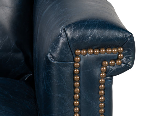 Sarreid Vandike Arm Chair In Chateau Blue With Elegant Gold Nailhead Trim – Stylish Comfort For Your Home Blue  54194