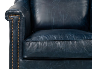 Sarreid Vandike Arm Chair In Chateau Blue With Elegant Gold Nailhead Trim – Stylish Comfort For Your Home Blue  54194