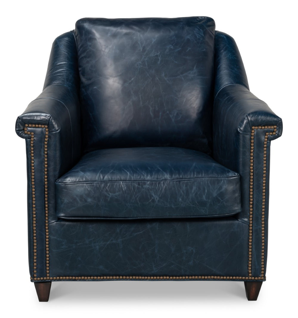 Sarreid Vandike Arm Chair In Chateau Blue With Elegant Gold Nailhead Trim – Stylish Comfort For Your Home Blue  54194