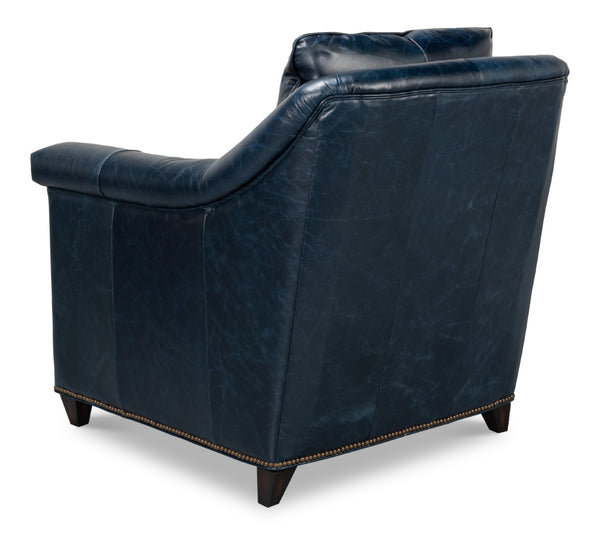 Sarreid Vandike Arm Chair In Chateau Blue With Elegant Gold Nailhead Trim – Stylish Comfort For Your Home Blue  54194