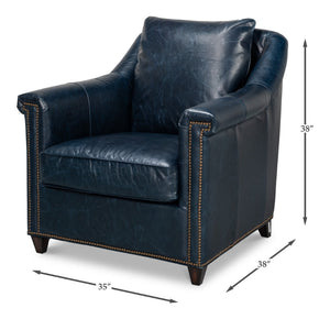 Sarreid Vandike Arm Chair In Chateau Blue With Elegant Gold Nailhead Trim – Stylish Comfort For Your Home Blue  54194