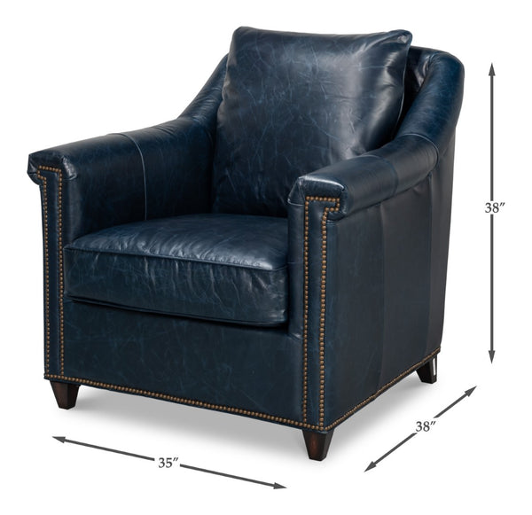 Sarreid Vandike Arm Chair In Chateau Blue With Elegant Gold Nailhead Trim – Stylish Comfort For Your Home Blue  54194