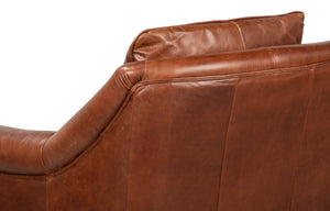 Sarreid Vandike Arm Chair - Elegant Newark Brown Leather With Gold Nailhead Trim For Stylish Living Spaces Brown  54195