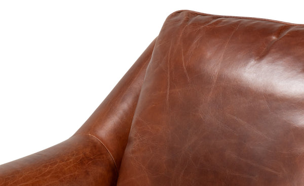 Sarreid Vandike Arm Chair - Elegant Newark Brown Leather With Gold Nailhead Trim For Stylish Living Spaces Brown  54195