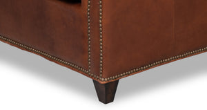 Sarreid Vandike Arm Chair - Elegant Newark Brown Leather With Gold Nailhead Trim For Stylish Living Spaces Brown  54195