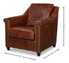 Sarreid Vandike Arm Chair - Elegant Newark Brown Leather With Gold Nailhead Trim For Stylish Living Spaces Brown  54195