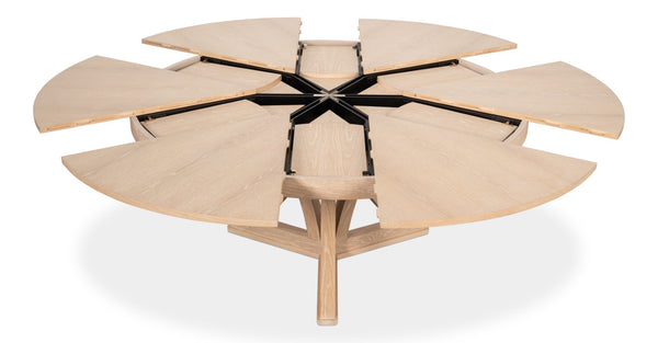 Sarreid Casual Jupe Dining Table In Bleached Oak - Elegant & Sturdy Solid Oak Design For Modern Spaces Natural  54196-bo