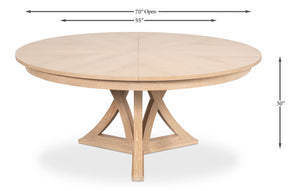 Sarreid Casual Jupe Dining Table In Bleached Oak - Elegant & Sturdy Solid Oak Design For Modern Spaces Natural  54196-bo