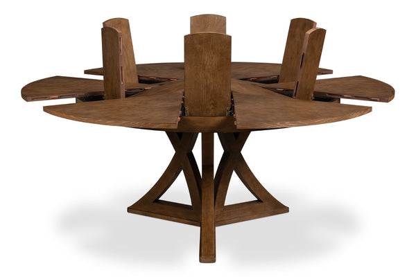 Sarreid Casual Jupe Dining Table In Light Mink Finish - Elegant Solid Oak & Veneers For Stylish Dining Brown  54196-lm