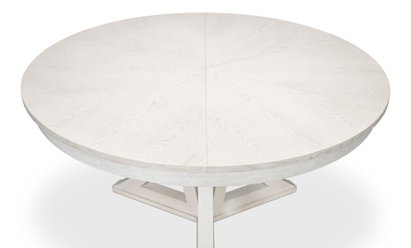 Sarreid Casual Jupe Dining Table - Elegant White Solid Oak & Veneers For Modern Dining Experiences White  54196-ww