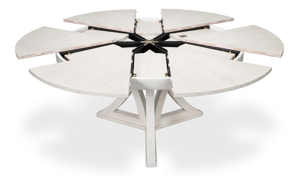 Sarreid Casual Jupe Dining Table - Elegant White Solid Oak & Veneers For Modern Dining Experiences White  54196-ww