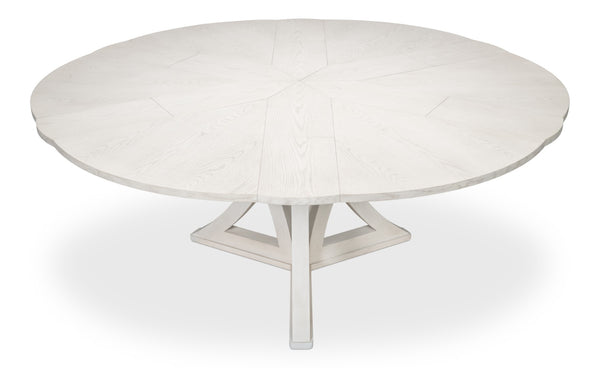 Sarreid Casual Jupe Dining Table - Elegant White Solid Oak & Veneers For Modern Dining Experiences White  54196-ww