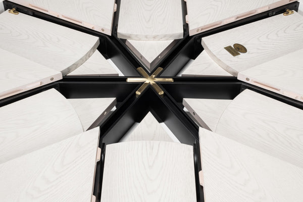 Sarreid Casual Jupe Dining Table - Elegant White Solid Oak & Veneers For Modern Dining Experiences White  54196-ww