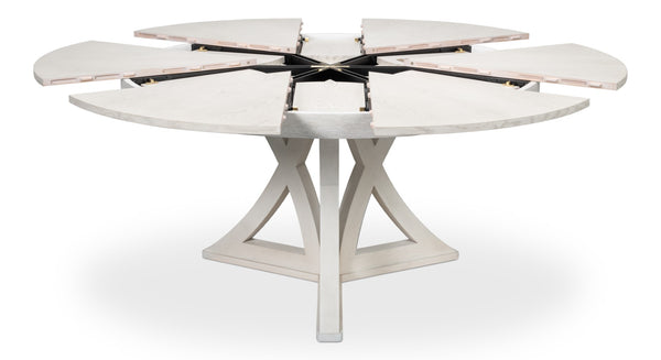 Sarreid Casual Jupe Dining Table - Elegant White Solid Oak & Veneers For Modern Dining Experiences White  54196-ww