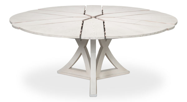 Sarreid Casual Jupe Dining Table - Elegant White Solid Oak & Veneers For Modern Dining Experiences White  54196-ww