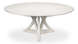 Sarreid Casual Jupe Dining Table - Elegant White Solid Oak & Veneers For Modern Dining Experiences White  54196-ww
