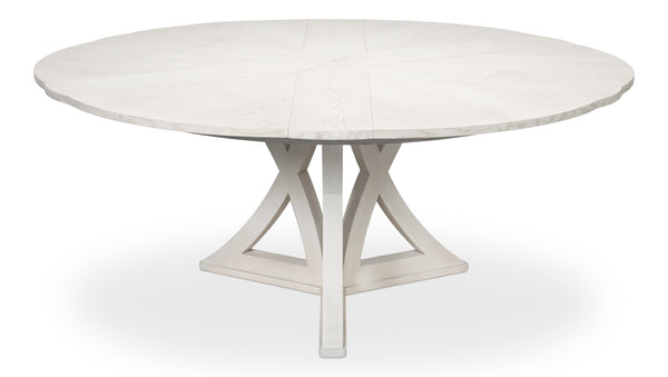 Sarreid Casual Jupe Dining Table - Elegant White Solid Oak & Veneers For Modern Dining Experiences White  54196-ww