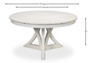 Sarreid Casual Jupe Dining Table - Elegant White Solid Oak & Veneers For Modern Dining Experiences White  54196-ww