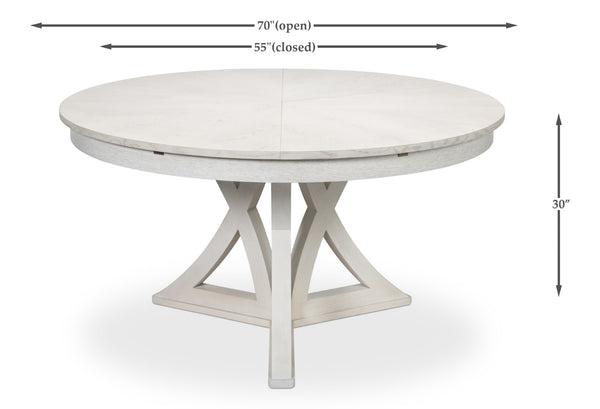 Sarreid Casual Jupe Dining Table - Elegant White Solid Oak & Veneers For Modern Dining Experiences White  54196-ww