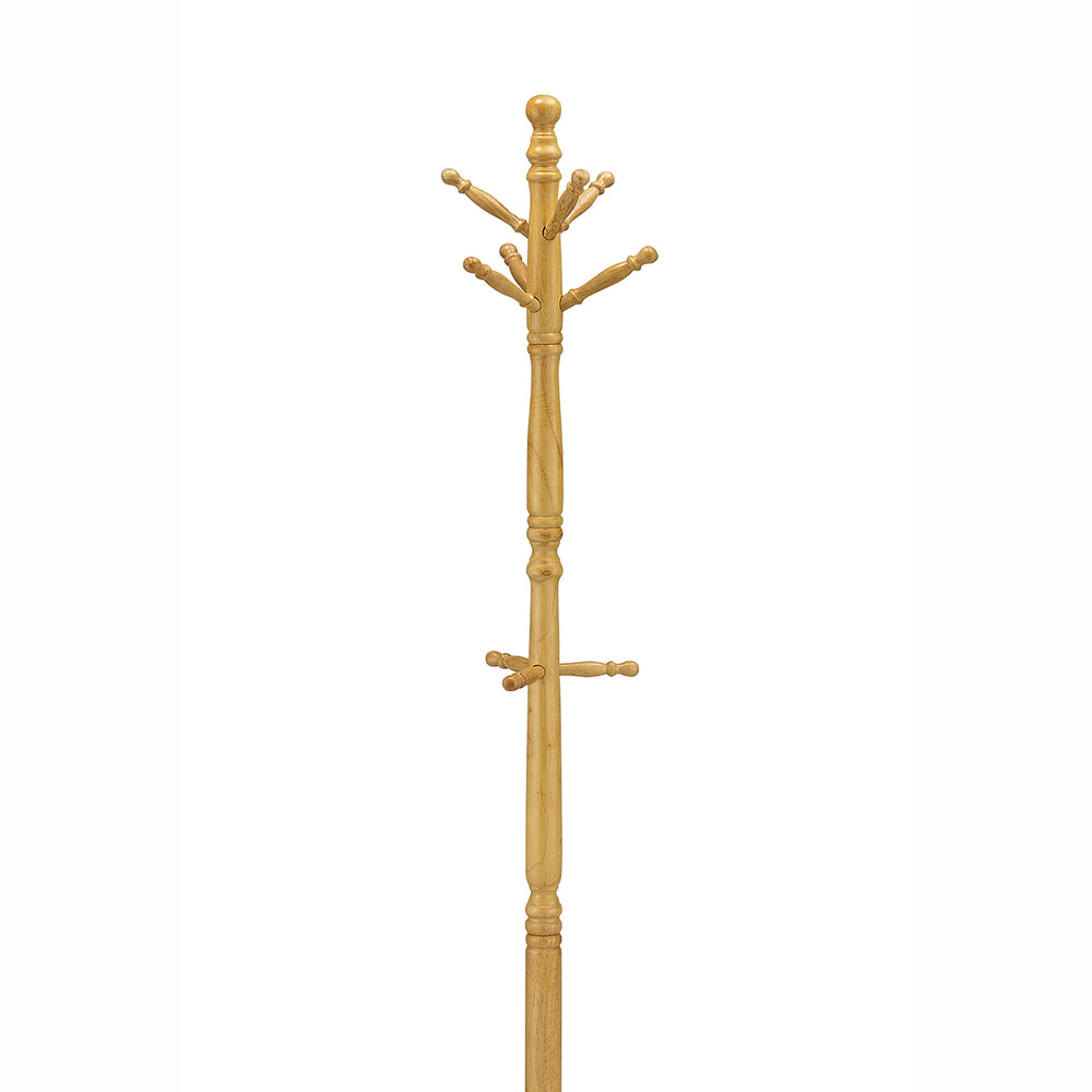 English Elm 71.5" Tall Wooden Standing Coat Rack Swivel with 9 Pegs Durable Laminate Finish for Entryway Storage Natural B072P222470