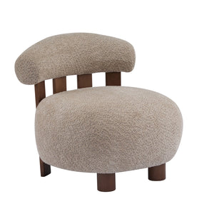 English Elm Christopher Knight Home® - Modern Boucle Accent Chair with Plush Rounded Silhouette, Solid Wood Frame, Cozy Reading Seat Light Brown,Walnut 29 L x 28.5 W x 21.85 H N776P278240B