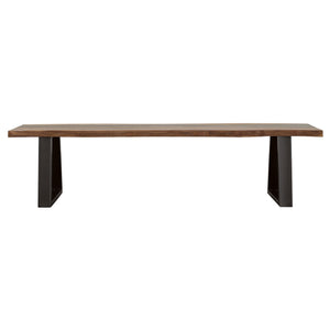 English Elm Wobegon Grey Sheesham Live Edge Dining Bench with Angled Metal Legs, 70" Rustic Modern Seating Appeal B062P375996