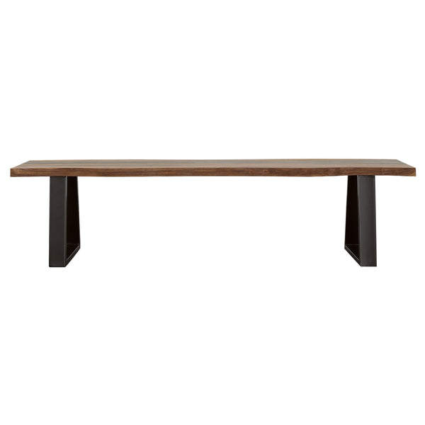 English Elm Wobegon Grey Sheesham Live Edge Dining Bench with Angled Metal Legs, 70" Rustic Modern Seating Appeal B062P375996
