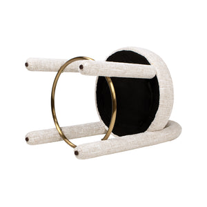 English Elm Jennifer Taylor Home - Penny Fully Upholstered 26.5" Counter Stool Set of 2 in Travertine Beige Chenille with Brass Ring Footrest B2719P360149