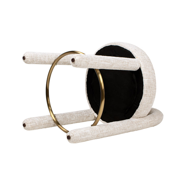 English Elm Jennifer Taylor Home - Penny Fully Upholstered 26.5" Counter Stool Set of 2 in Travertine Beige Chenille with Brass Ring Footrest B2719P360149