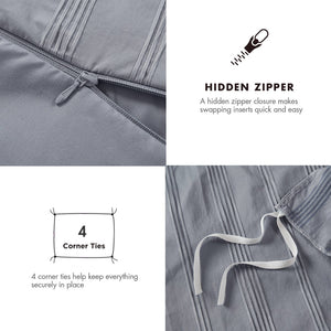 English Elm 7-piece Cal King Woven Stripe Comforter Set Neutral Polyester Bedding for Modern Bedroom B035P463199